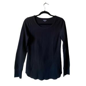 OLD NAVY Women's Size M Long-Sleeve Scoop-Neck Soft Thermal T-Shirt- Black